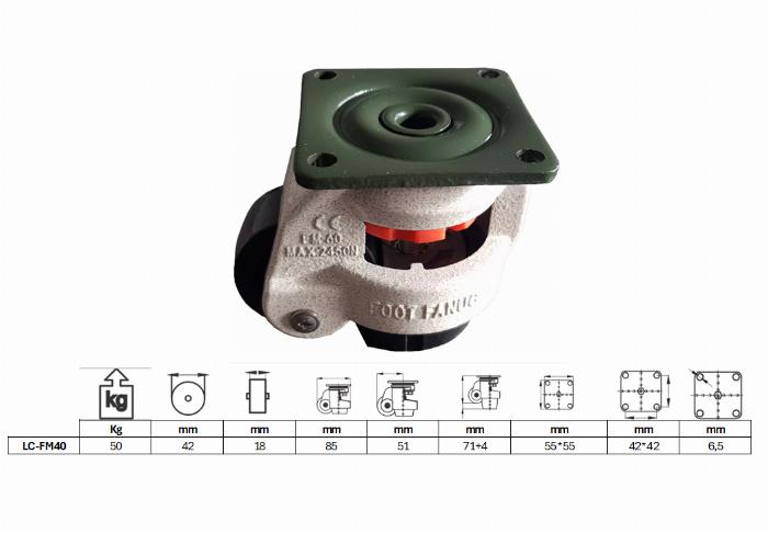 Rotelle di elevazione con piastra di montaggio FM 40