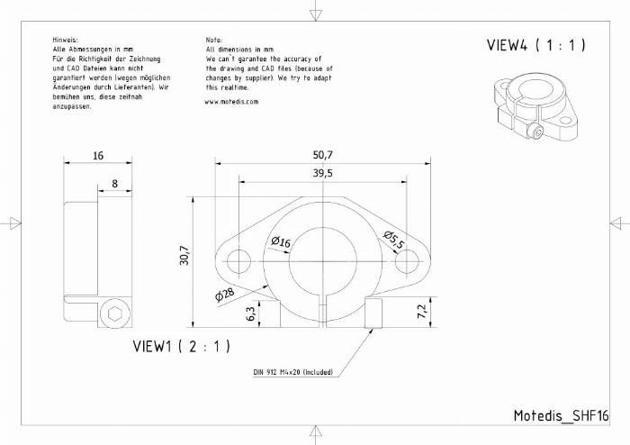 Supports d‘arbre SHF16 pour un assemblage sans usinage. Convient pour les arbres de précision diamètre 16 mm