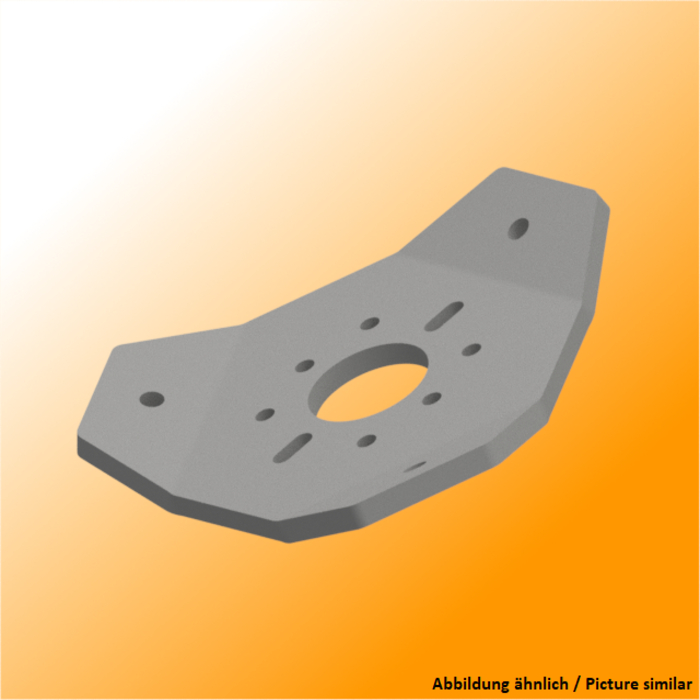 Medium tripod plate aluminium lasered medium 15° t=8mm