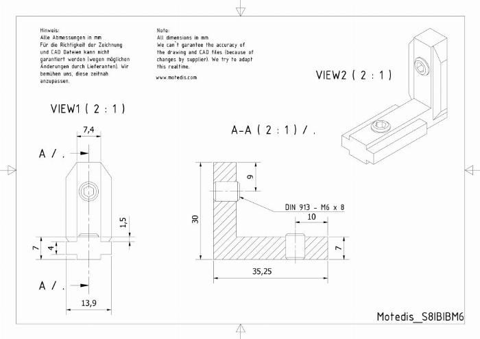 Équerre interne en zamak (30 B-Type / 40 I-Type) Rainure