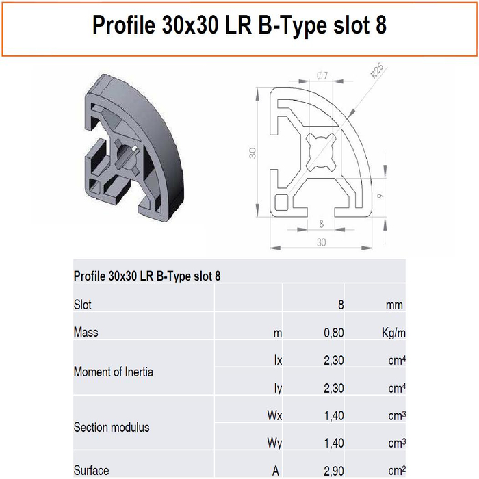 Profile 30x30 LR B-Type slot 8