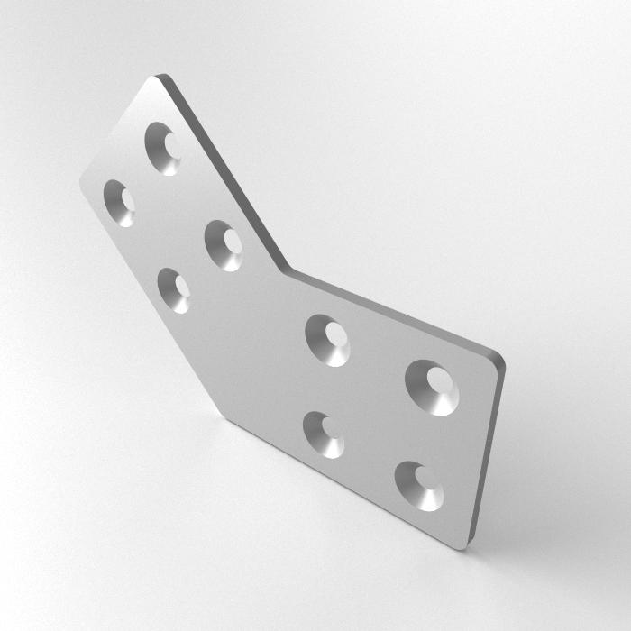 Plaque de connexion en aluminium découpée au laser 45° 8 trous