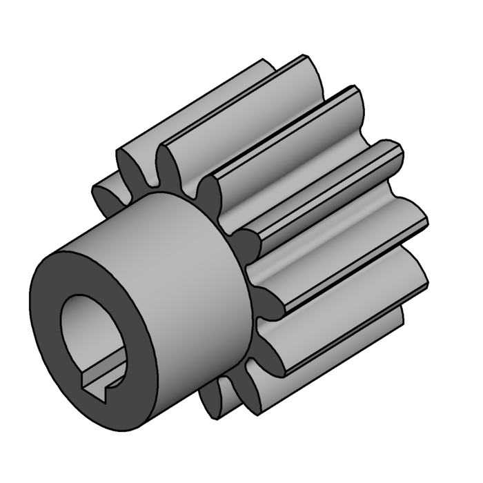 Roue dentée droite 30mm Module 3, 12 dents, ZDE60