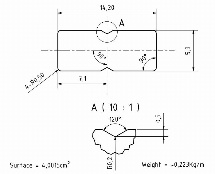 Threaded Plates Profile 14x6 Aluminium